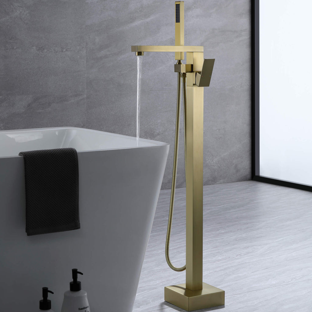 Freestanding Bathtub Faucet with Hand Shower Lead-Free Solid Brass JK0047