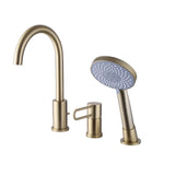 Deck Mount Pull Out Bathroom Tub Faucet Brushed Gold Bathtub Bath Faucet Set JK0051