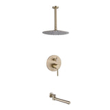 Brushed Gold Brass Shower System Complete Set with Tub Spout JK0053