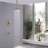 Brushed Gold Brass Shower System Complete Set with Tub Spout JK0053