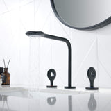 Creative Rain Curtain Design Two Handle 3 Hole Basin Mixer Faucet Matte Black JK0087