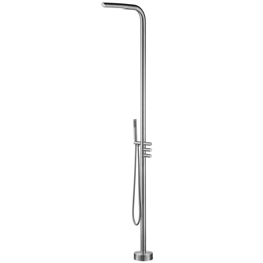 Freestanding Swimming Pool Outdoor Shower with Hand Shower Brushed Nickel JK0089