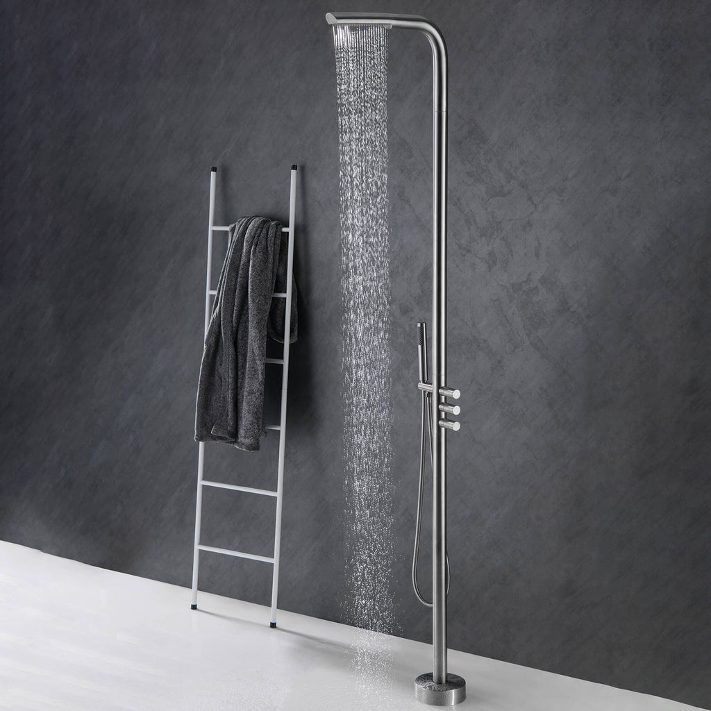 Freestanding Swimming Pool Outdoor Shower with Hand Shower Brushed Nickel JK0089