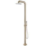 Freestanding Stainless Steel Outdoor Shower with Hand Shower Brushed Gold