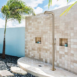 Freestanding Stainless Steel Outdoor Shower with Hand Shower Brushed Gold