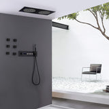 Luxury LED Dual Shower Head Ceiling Mount Digital Display Music Thermostatic Shower System with 6 Body Jets JK0107