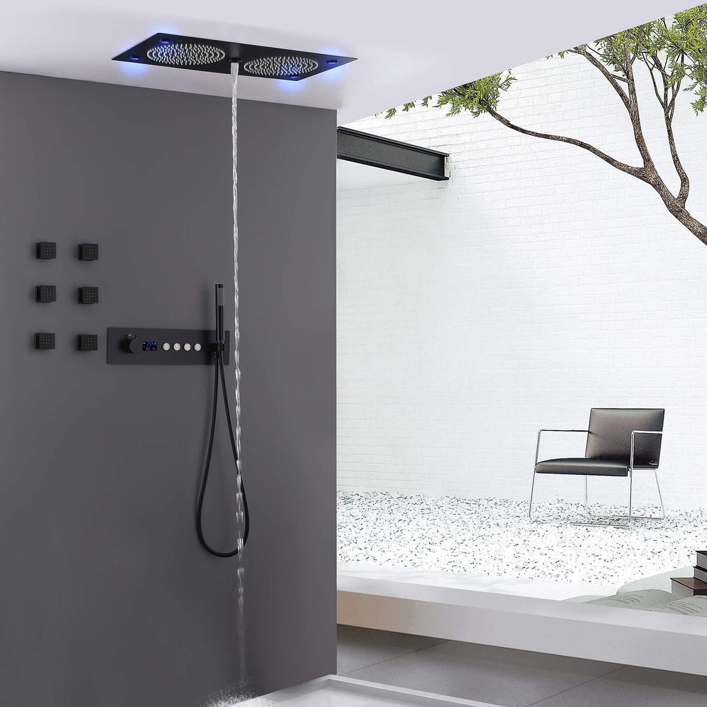 Exira Thermostatic Shower System - Dual Shower Heads, Hand Shower and 4  Body Sprays