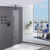 Matte Black Ceiling Shower System with 6 Body Sprays and Slide Bar