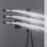 Matte Black Ceiling Shower System with 6 Body Sprays and Slide Bar