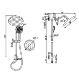 detell size of retro rainfall shower set