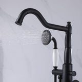 Freestanding Bathtub Faucet Tub Filler with Classic Brass Stand Alone Clawfoot Tub Faucet Matte Black JK0117