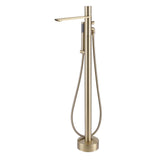 Freestanding Bathtub Faucet Brushed Gold Bath Tub Filler Faucet with Hand Shower Floor Mount JK0119