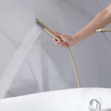 Freestanding Bathtub Faucet Brushed Gold Bath Tub Filler Faucet with Hand Shower Floor Mount JK0119