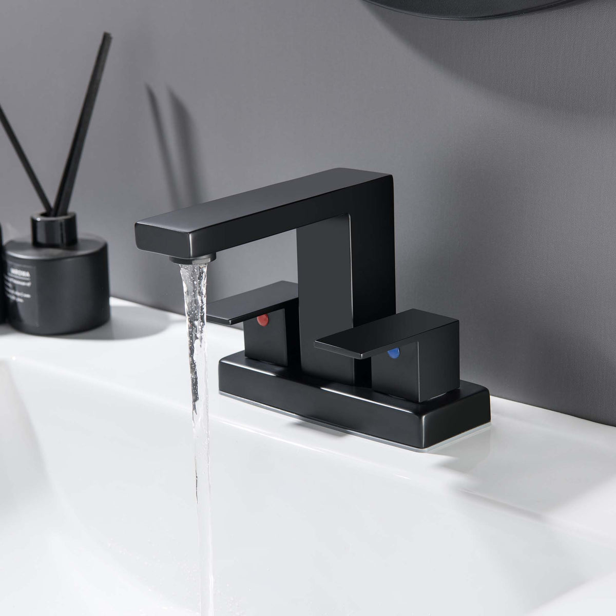 Dual-Handle 3-Hole Basin Faucet with Centerset Base