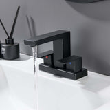 2 Handle 4 Inch Centerset Bathroom Sink Faucet Vanity Faucet 3 Hole Lavatory Faucet Matte Black JK0124