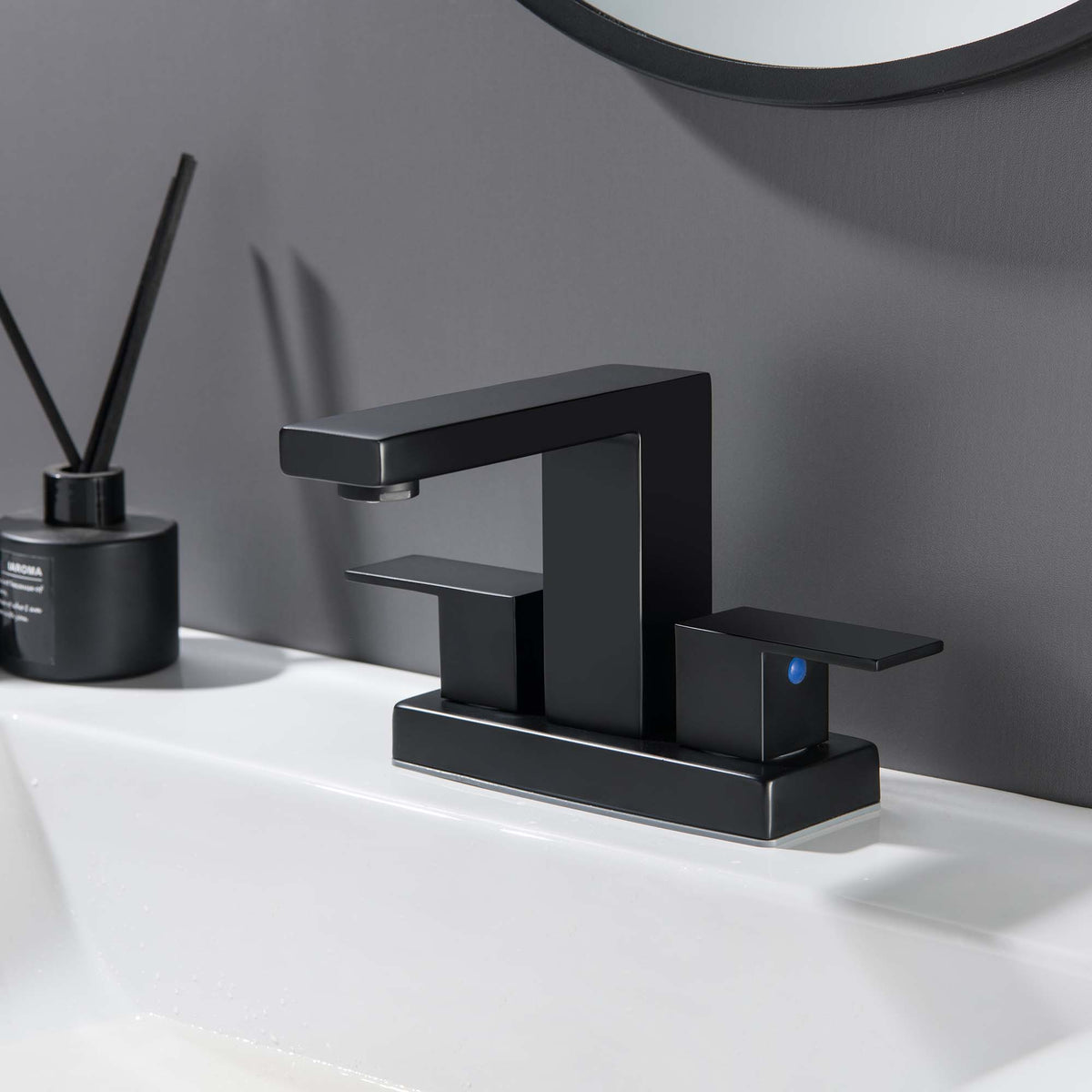 Dual-Handle 3-Hole Basin Faucet with Centerset Base