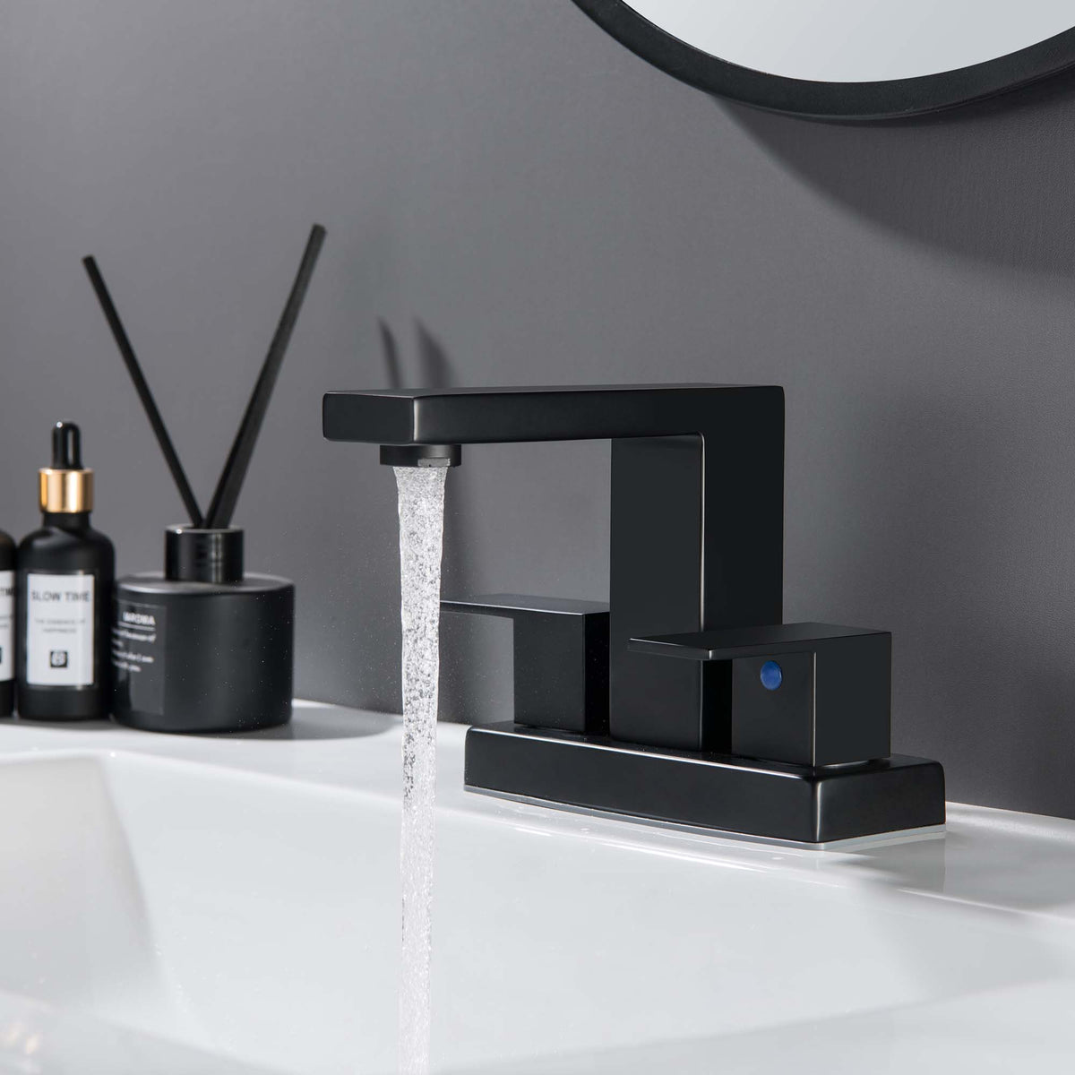 Dual-Handle 3-Hole Basin Faucet with Centerset Base