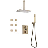 Thermostatic Shower System with Temperature Digital Display 6 Body Spray Jets Ceiling Mounted JK0126