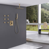 Thermostatic Shower System with Temperature Digital Display 6 Body Spray Jets Ceiling Mounted JK0126