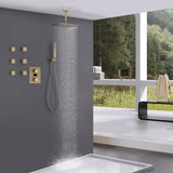 Thermostatic Shower System with Temperature Digital Display 6 Body Spray Jets Ceiling Mounted JK0126