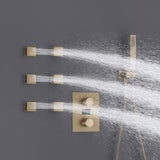 Thermostatic Shower System with Temperature Digital Display 6 Body Spray Jets Ceiling Mounted JK0126