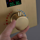Thermostatic Shower System with Temperature Digital Display 6 Body Spray Jets Ceiling Mounted JK0126