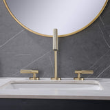Widespread 2 Handles Bathroom Faucet with Water Supply Hoses Brushed Gold JK0133