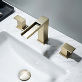 2 Handle 3 Hole Widespread Waterfall Bathroom Vanity Sink Faucet JK0141