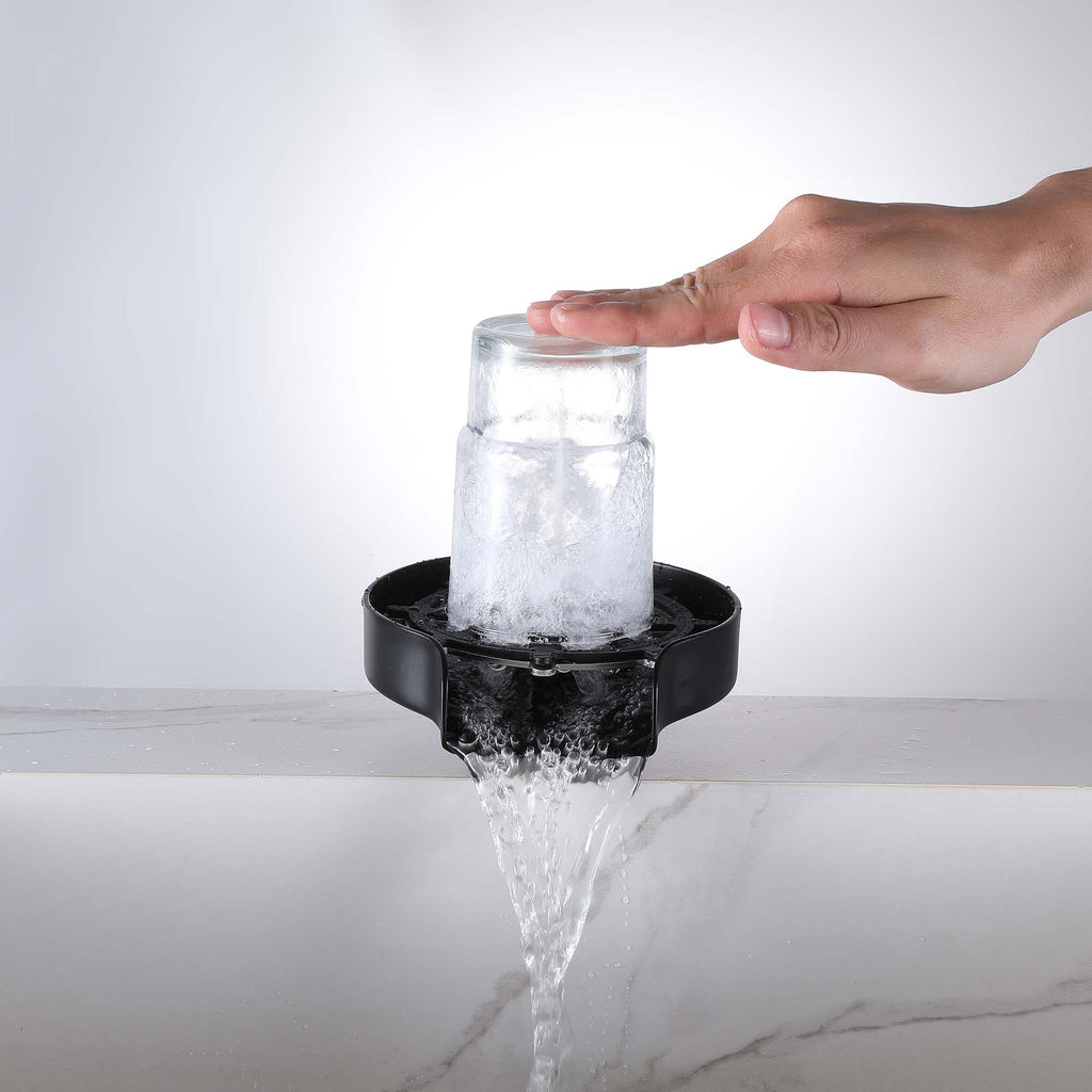Glass Rinser for Kitchen Sink Stainless Steel Bottle Washer Cup Cleaner Matte Black JK0142