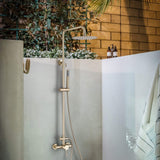 Outdoor Shower Faucet Kit SUS304 Stainless Steel 10 Inch High Pressure Shower Head with Handheld Spray JK0147