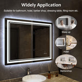 LED Bathroom Mirror with Lights Vanity Mirror for Bathroom with Double Lights Strip 3 Colors Anti-Fog Dimmable