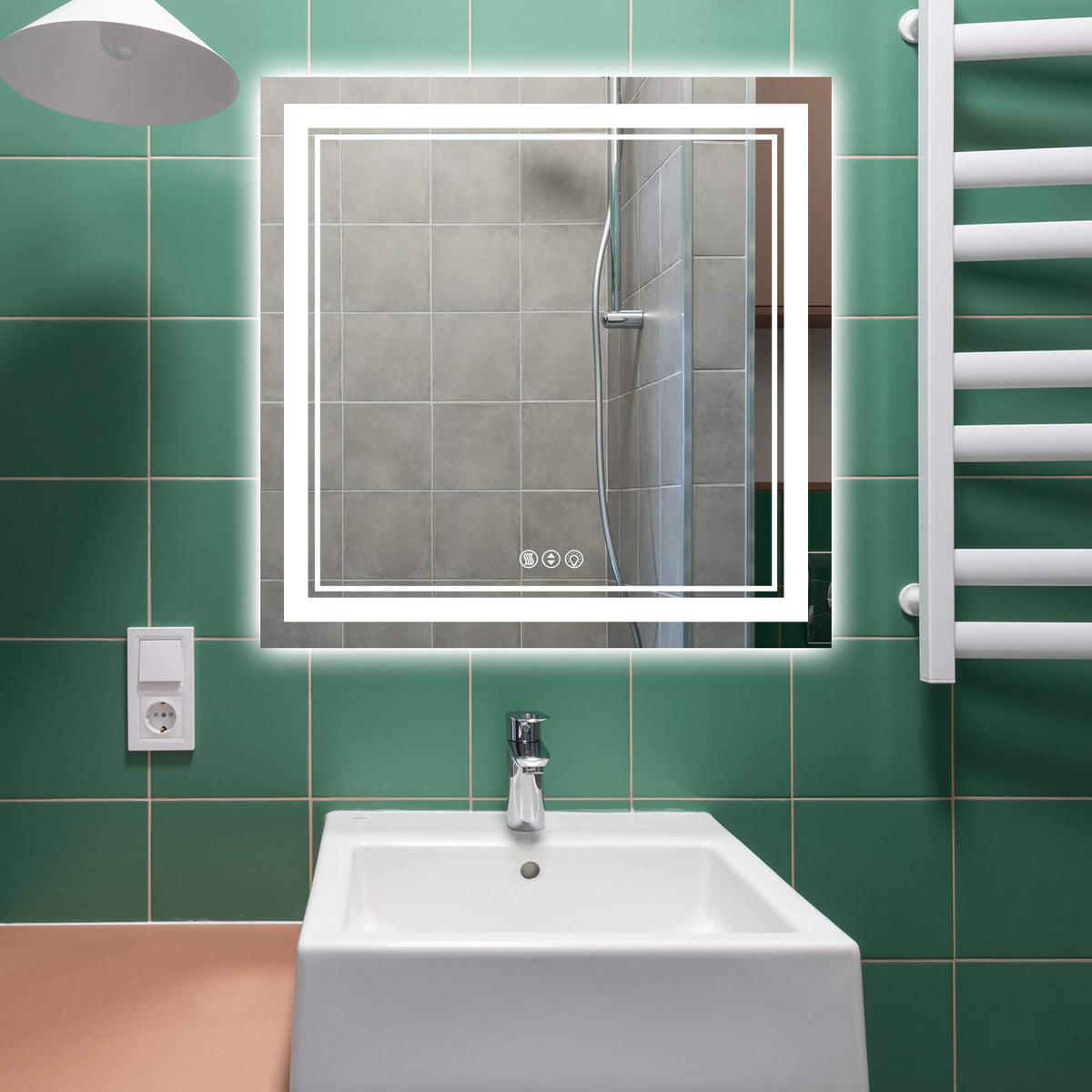36 x 36 Square LED Bathroom Mirror with Front and Back Lighting, Anti-Fog and Dimmable Touch Control