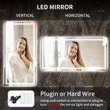 LED Mirror Bathroom Vanity Mirror Anti-Fog Memory Oversized Dimmable Front Lighted Makeup Mirror