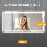 LED Mirror Bathroom Vanity Mirror Anti-Fog Memory Oversized Dimmable Front Lighted Makeup Mirror