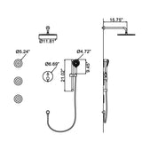 Slide Bar Shower System with 3 Body Jets and 12 Inch Shower Head and 5 Function Handheld LS000111DY