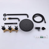 Wall-Mounted Tub Shower Kit with Spout and Triple Handle Controls