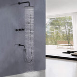 Wall-Mounted Tub Shower Kit with Spout and Triple Handle Controls