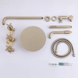 Wall Mount Rainfall Bathtub Shower System with Tub Spout Brushed Gold JK0299