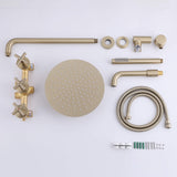 Wall Mount Rainfall Bathtub Shower System with Tub Spout Brushed Gold PRB087502