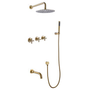 Wall-Mounted Rain Shower and Tub Spout Combo Set