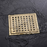 Bathroom 6-inch Square Shower Drain Removable Cover Grid Grate Brushed Gold RB100G