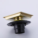 Bathroom 6-inch Square Shower Drain Removable Cover Grid Grate Brushed Gold RB100G