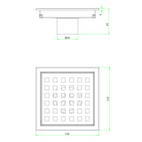 Bathroom 6-inch Square Shower Drain Removable Cover Grid Grate Brushed Gold RB100G