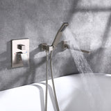 Wall Mount Bathtub Faucet with Tub Spout and Handheld Shower Brushed Nickel RB05YGN