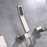 Wall Mounted Tub Filler Brushed Nickel With Tub Spout and Handheld Shower RB05YGN