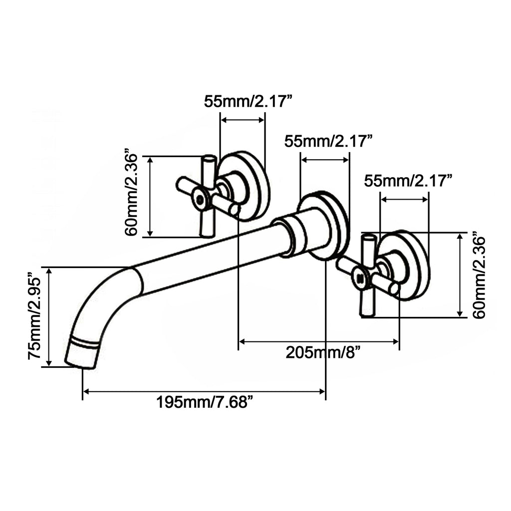 wall mount faucet size