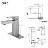 size of bathroon sink faucet brushed nickel