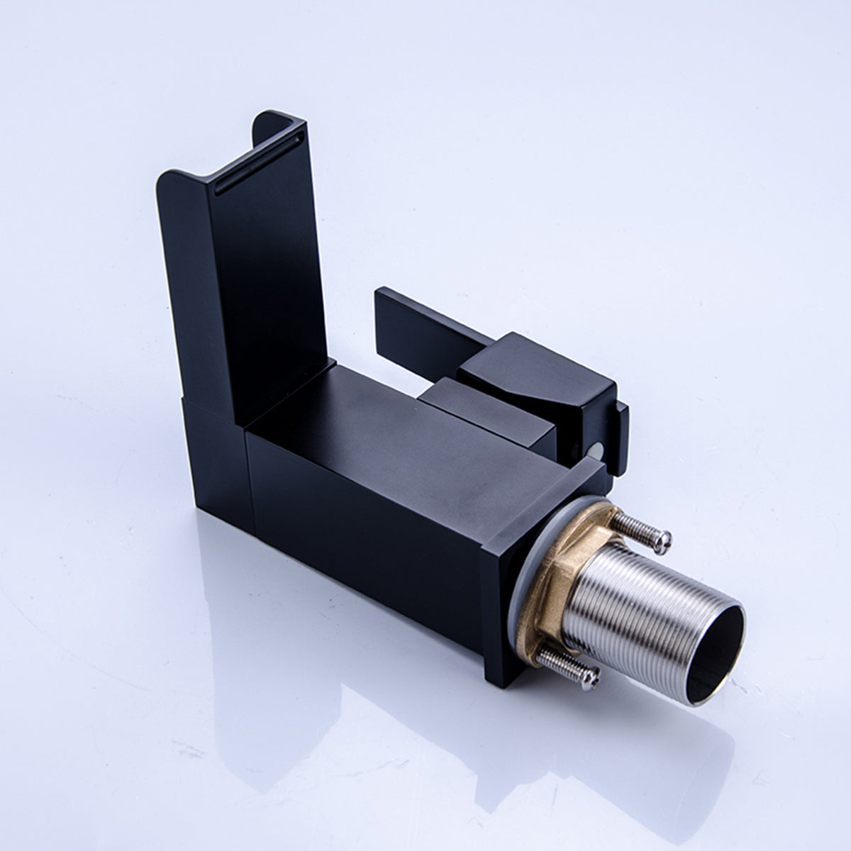 Matte Black Waterfall Bathroom Faucet with Side Handle