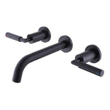 Wall Mount Bathroom Sink Faucet 3 Hole Dual Handle Bathroom Lavatory Faucet