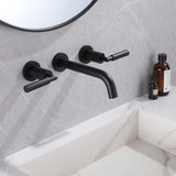 Wall Mount Bathroom Faucet 2 Handle Solid Brass Matte Black RB0735